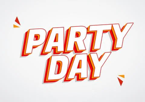 Bold 3D retro text reading party day with red and orange outline on light g.. Stock Illustration