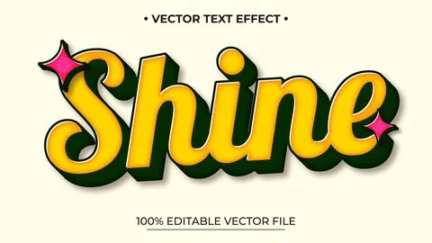 Bold, 3D "Shine" Text Effect with Starburst and Editable Vector File Stock Illustration