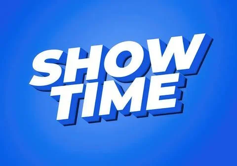 Bold 3d show time text on blue background Illustrazione stock