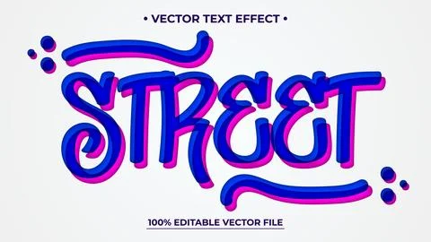 Bold 3D Street Text Effect in Blue and Pink with Vector Design Elements Illustrazione stock