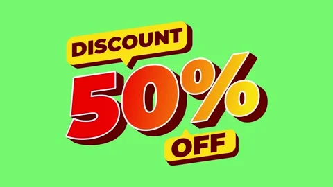Bold 3D Style Discount 50 Percent Off Text Motion Graphics Banner Stock Footage 345467079