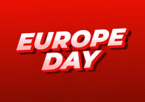 Bold 3d text europe day in white and red on a vibrant red gradient backgrou.. Stock Illustration