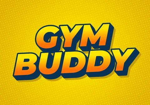 Bold 3d text gym buddy in orange with blue shadow on dotted yellow backgrou.. Stock Illustration