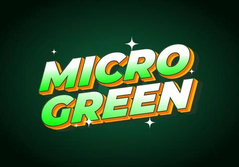 Bold 3D text Micro Green with a gradient green and yellow color scheme on a.. Stock Illustration