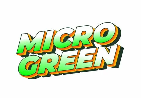 Bold 3D text MICRO GREEN in green and orange with a shadow effect on a white Stock Illustration