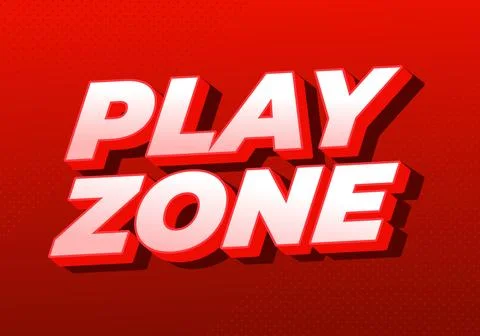 Bold 3D text play zone in white and red on a vibrant red background with ha.. Stock Illustration
