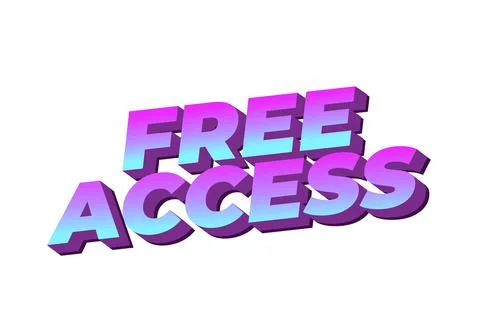Bold 3d text reading free access in gradient cyan to purple on white backgr.. Ilustração Stock