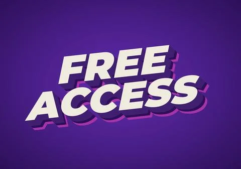 Bold 3D text reading free access with cream letters, purple shadow and pink.. 库存插图