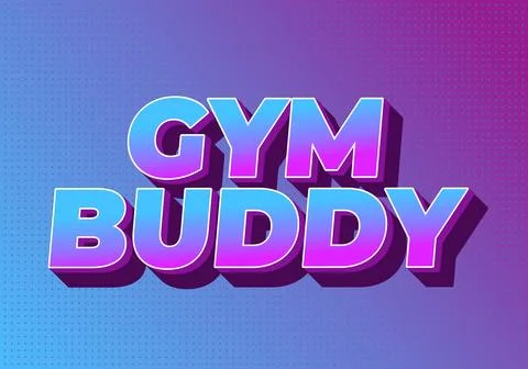 Bold 3D text reading gym buddy in blue to purple gradient with shadow on do.. 库存插图
