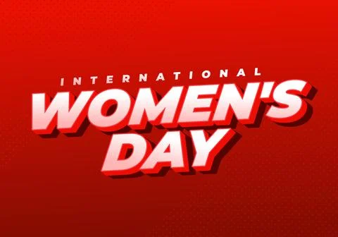 Bold 3D text reading international womens day on a red gradient background .. 库存插图