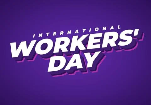 Bold 3d text reading International Workers Day on a purple gradient backgro.. Stock Illustration