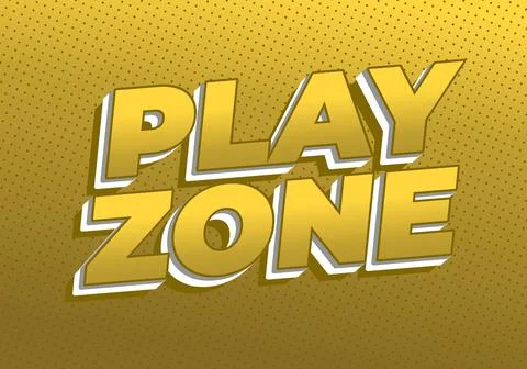 Bold 3d text reading play zone in dark yellow, comic style Stock Illustration