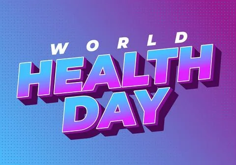 Bold 3d text reading world health day in purple blue gradient on dotted pur.. Stock Illustration