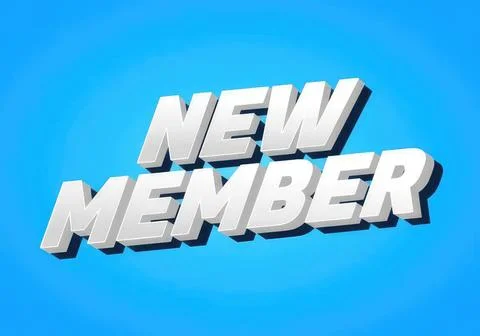 Bold 3d text saying new member on blue background Stock Illustration