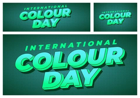 Bold 3d turquoise and green text reading international colour day on dotted.. Stock Illustration