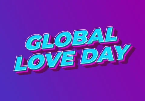 Bold 3d turquoise text global love day with dotted texture and teal outline.. Illustrazione stock