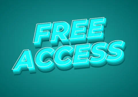 Bold 3d turquoise text reading free access on teal background with halftone.. Illustrazione stock