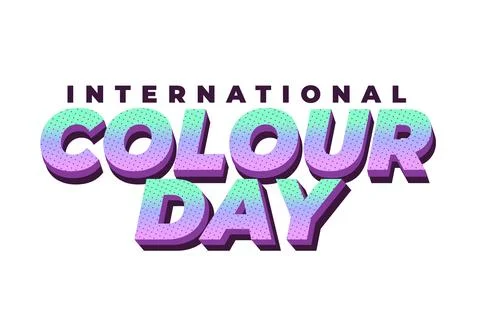 Bold 3d typographic design reading international colour day with mint to la.. 스톡 일러스트