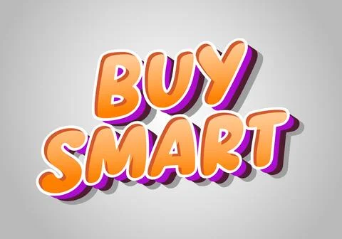 Bold 3d typographic sticker text buy smart in orange gradient with purple s.. Stock Illustration