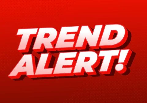 Bold 3D typography reading TREND ALERT! in white and pink with deep red dro.. Illustrazione stock