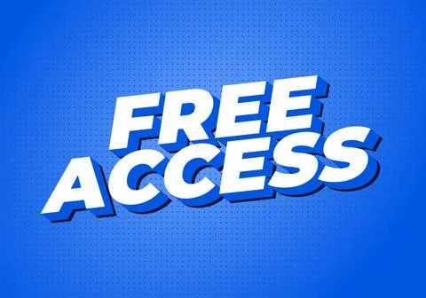 Bold 3d white text free access on a vibrant blue dotted background with sub.. Stock Illustration
