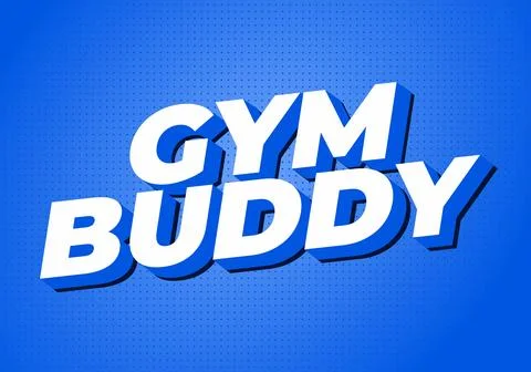 Bold 3d white text GYM BUDDY on vibrant blue dotted gradient background, pl.. Stock Illustration