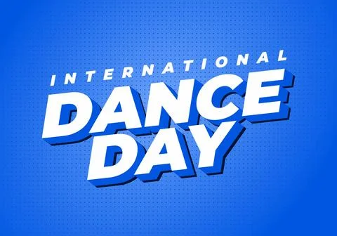 Bold 3d white text reading international dance day on vibrant blue dotted b.. 스톡 일러스트