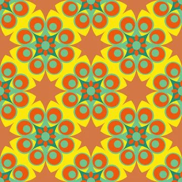 Bold Abstract Art Vector Seamless Repeat Pattern In Yellow, Terracotta And Gr Stock Illustration
