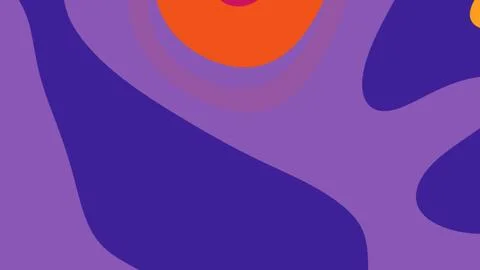 Bold abstract composition featuring layered purple shapes with a bright orang Stock-Illustration