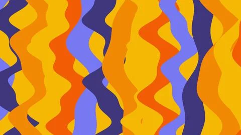Bold abstract composition featuring multicolored wavy stripes in orange yello Stock Illustration