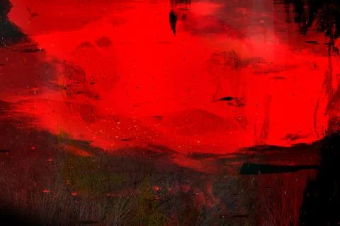 Bold abstract composition in intense red tones with layered paint textures Stock Photos