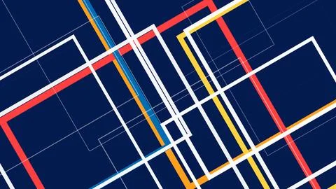 A bold abstract composition of interlaced neon-like grid lines and geometri.. Stock Illustration