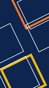 A bold abstract composition of intersecting geometric frames in orange, nav.. Stock Illustration