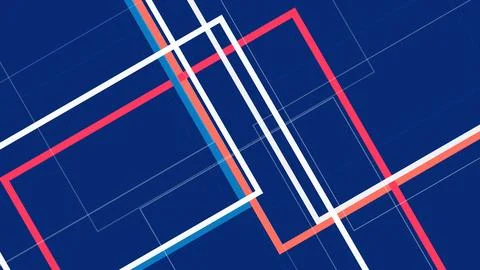 A bold abstract composition of neon red and white geometric lines crossing .. Stock Illustration