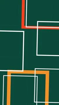 A bold abstract composition of overlapping square frames in teal with red, .. 스톡 일러스트