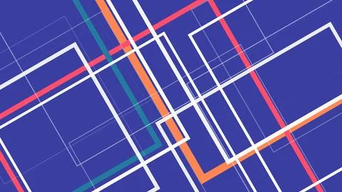 A bold abstract design blends geometric white and neon colored lines over a.. Stock Illustration