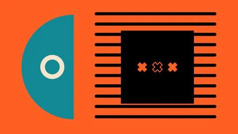 Bold Abstract Design with Lines and Geometric 库存插图