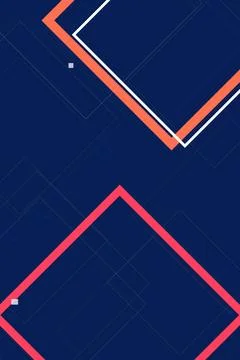 Bold abstract frame shapes made of coral and white lines form a geometric c.. Stock Illustration