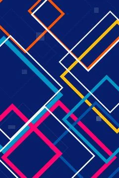 A bold abstract motif of multicolor geometric arrows and chevrons with dott.. Illustrazione stock