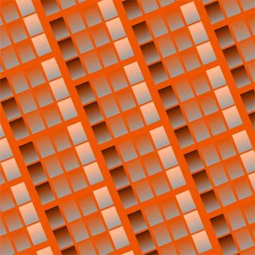 A bold, abstract orange grid pattern featuring repeating square tiles and w.. Stock Illustration