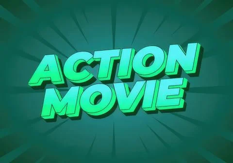 Bold action movie text with green and blue colors Stock Illustration