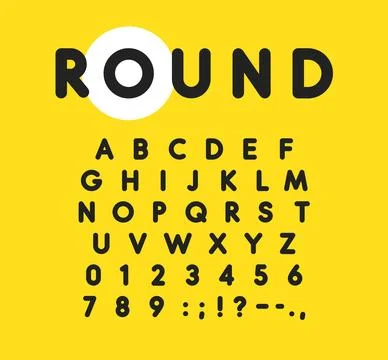 Bold alphabet with rounded and soft corners. Modern font for advertising, web Illustrazione stock