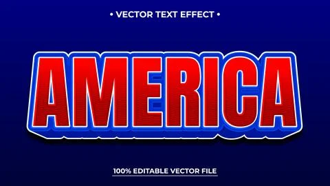Bold "America" Text Effect in Red and Blue on Dark Blue Background Stock Illustration
