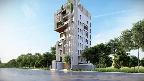 Bold and Beautiful 3D Renderings of Luxury Residential Developments Stock-Illustration