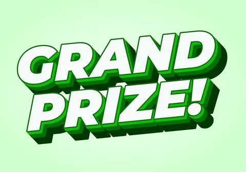 A bold and colorful graphic featuring the words Grand Prize! in a three dim.. Stock Illustration