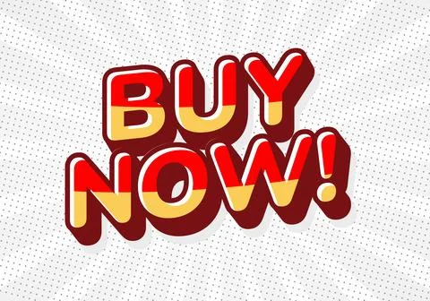 A bold and colorful graphic featuring the text BUY NOW! in playful, three d.. 스톡 일러스트