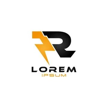 Bold and Dynamic Letter R Logo with Lightning Effect Stock Illustration