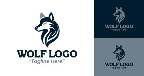 Bold and Dynamic Wolf Head Logo for Visual Identity Projects Illustrazione stock