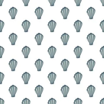 Bold and minimal ocean shell pattern for trendy designs. Coastal shell text.. Stock Illustration
