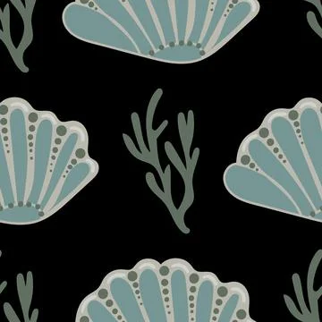 Bold and minimal ocean shell pattern for trendy designs. Coastal shell text.. Stock Illustration